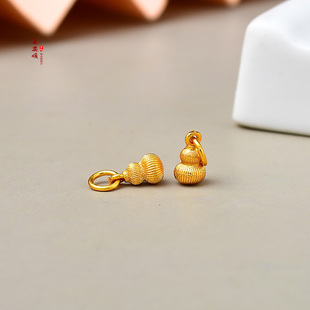 拉丝葫芦diy配件十倍保色镀18k金串珠配饰珠子手链小吊坠串饰品