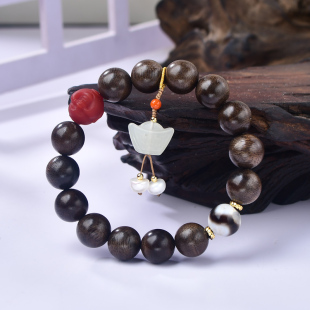 越南芽庄白奇楠天然沉香手串黑油老料佛珠手链男女款 沉水盘珠保真