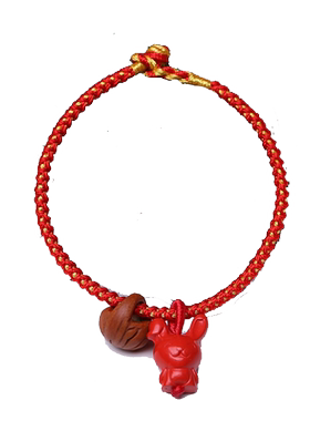 朱砂桃核手链本命年属兔男女同款