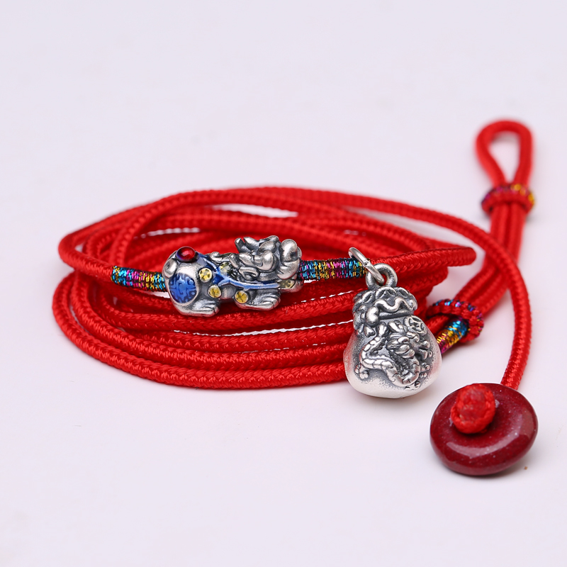 真安顺男女貔貅腰链足银腰绳