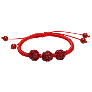 真安顺2023兔三合生肖破太岁原色矿石朱砂 生肖属马虎狗 三合手链