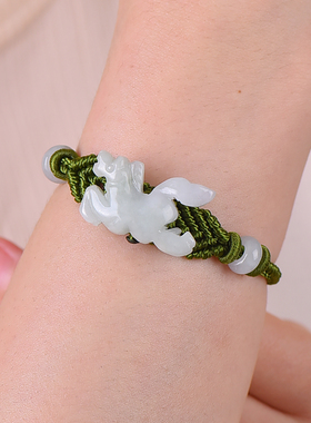 翡翠战马手链本命年红绳属马手链