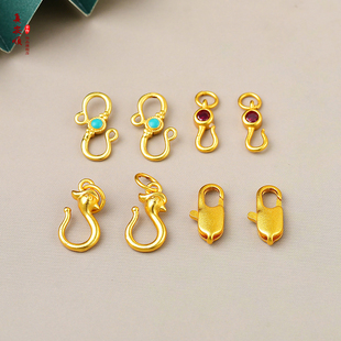 镀18k黄金配件diy弹簧扣龙虾扣手链手串项链扣头链接扣珍珠搭配头