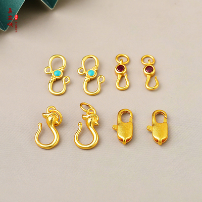 镀18k黄金配件弹簧龙虾扣头珍珠