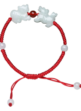 天然玉石生肖狗马虎三合六合手链