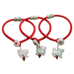 本命年转运珠手链翡翠玉属马猴龙平安扣红绳男女情侣吉祥物和顺