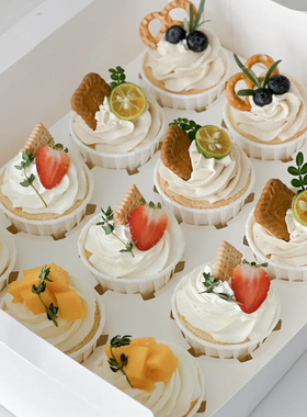 纸杯蛋糕盒杯子蛋糕包装盒马芬麦芬慕斯蛋挞打包盒下午茶烘焙盒子