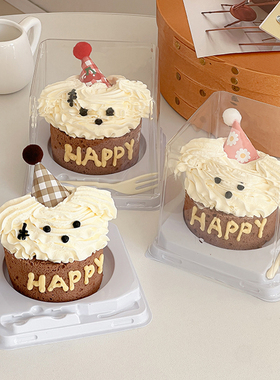 网红款小狗卷包装盒一次性奶油蛋糕卷2寸3寸蛋糕盒千层慕斯打包盒