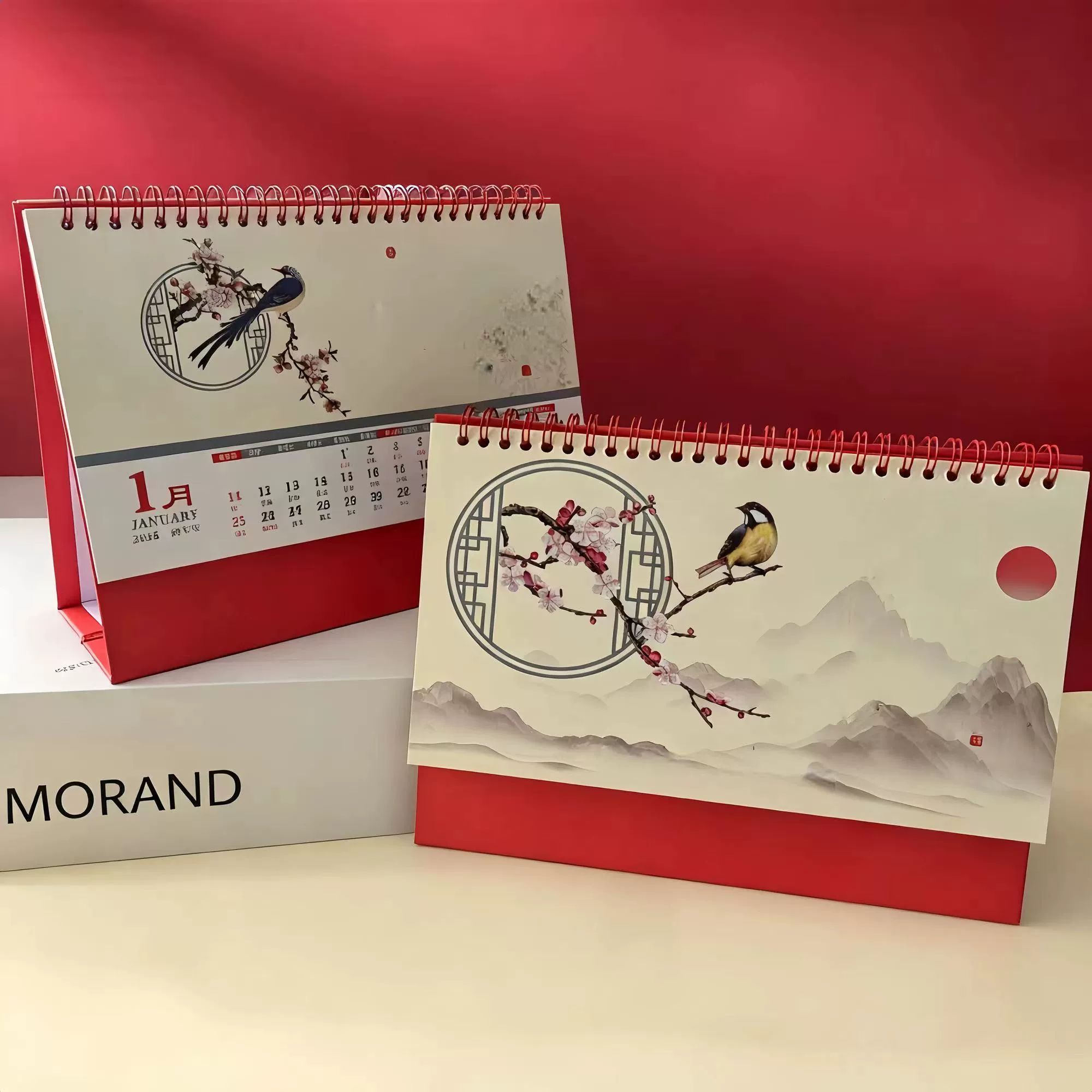 2026年台历批发日历花鸟好词年历风景加厚桌历记事金句大字摆件