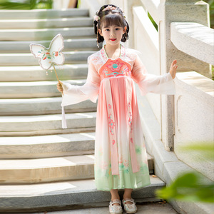 2024新款超仙女童汉服春秋款儿童古装唐装古风女孩公主春装连衣裙