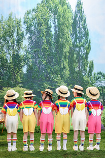 小学生啦啦队演出服 表演服合唱服装 幼儿园夏季 六一儿童可爱背带裤