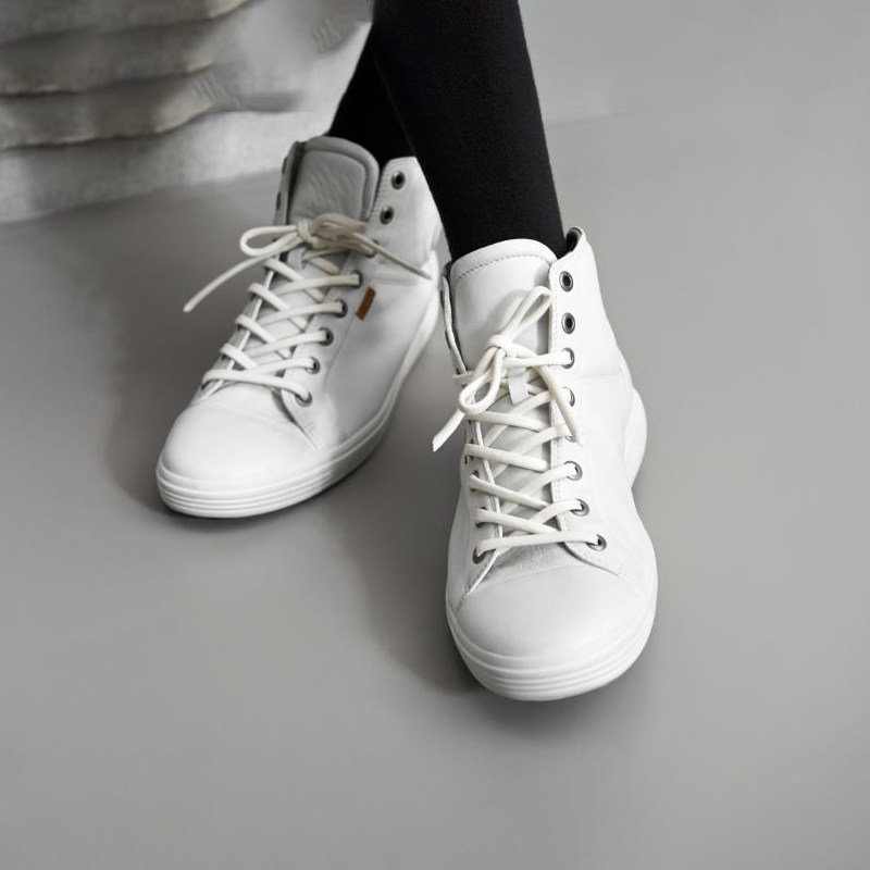 Ecco/爱步女鞋春秋高帮鞋真皮百搭运动休闲板鞋 柔酷7号430023