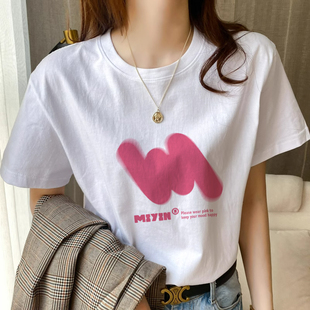 宽松百搭女学生上衣半袖 100%纯棉夏季 新款 ins风丅恤短袖 潮 女韩版
