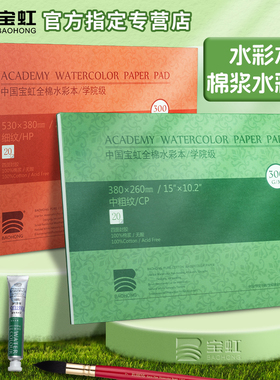 宝虹水彩本纸300g水彩画本4K8K棉浆中粗细纹A3A4水彩纸绘画本水彩画的纸方形水彩本手绘涂鸦美术生专用水彩本