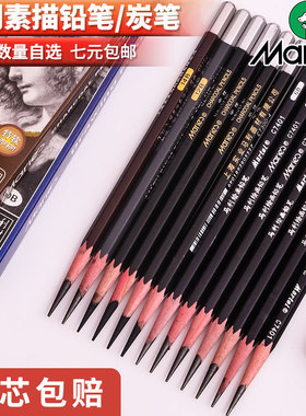 马利素描铅笔素描铅碳笔初学者速写素描2B单支铅笔绘图绘画铅笔专业14B儿童美术生专用铅笔素描从入门到精通