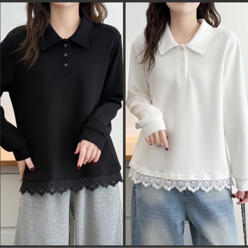 春季新款洋气显瘦拼接蕾丝打底衫