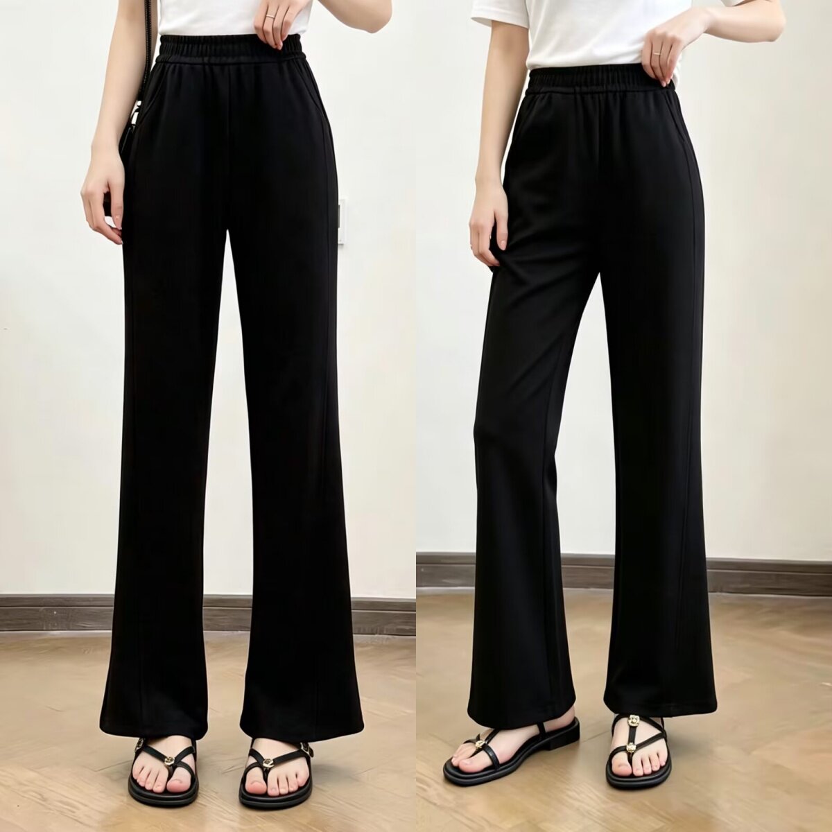 大码胖mm百搭时尚高腰显瘦微喇裤女夏季新款通勤遮胯休闲裤6050