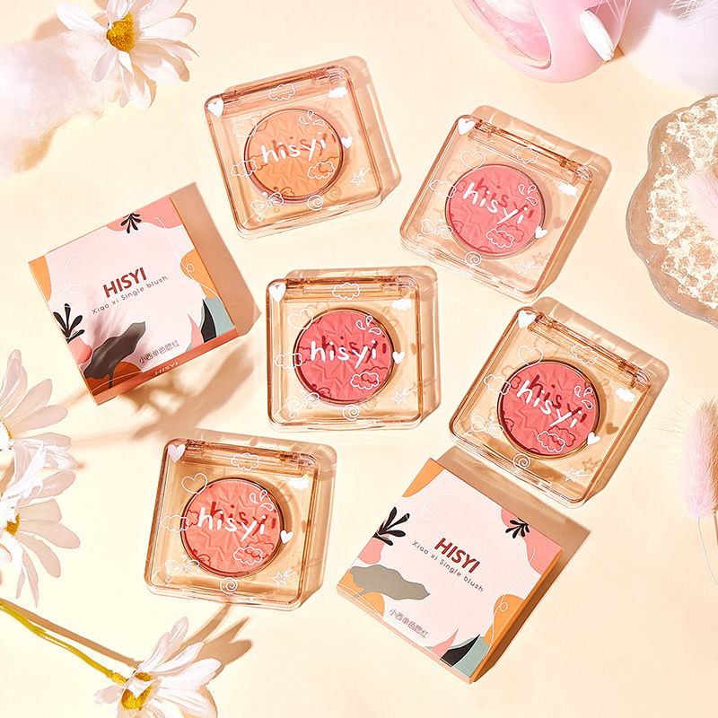 HISYI单色腮红纯欲显白裸妆自然防水高光修容三合一学生腮紫胭脂