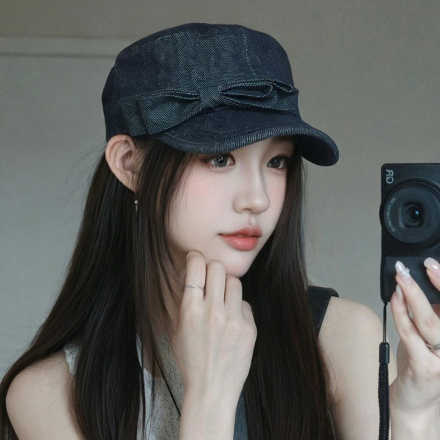 2026新款牛仔蝴蝶结马术帽女夏