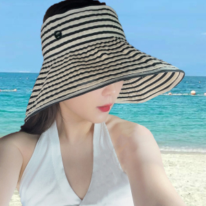 2026夏季新款大檐显脸小空顶遮阳帽子女沙滩度假防晒可折叠太阳帽
