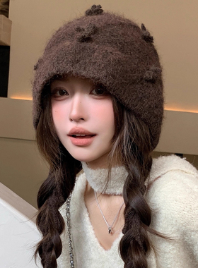 2025新款加厚保暖流苏针织帽子女秋冬季防寒护耳百搭显脸小套头帽