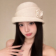 新款 春季 遮阳气质优雅千金礼帽 赫本风山茶花卷边渔夫帽子女款 法式