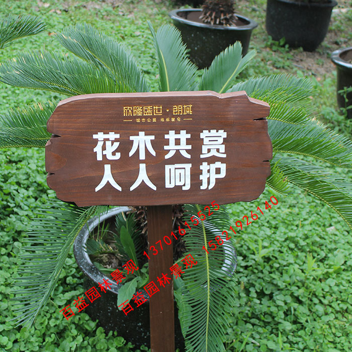 绿化草地牌 防腐木花草牌 小草牌木质草坪牌 导向牌警示牌 雕刻牌