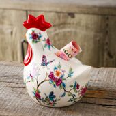 美式 客厅玄关电视柜家居摆件 复古陶瓷手工彩绘公鸡存钱罐工艺品