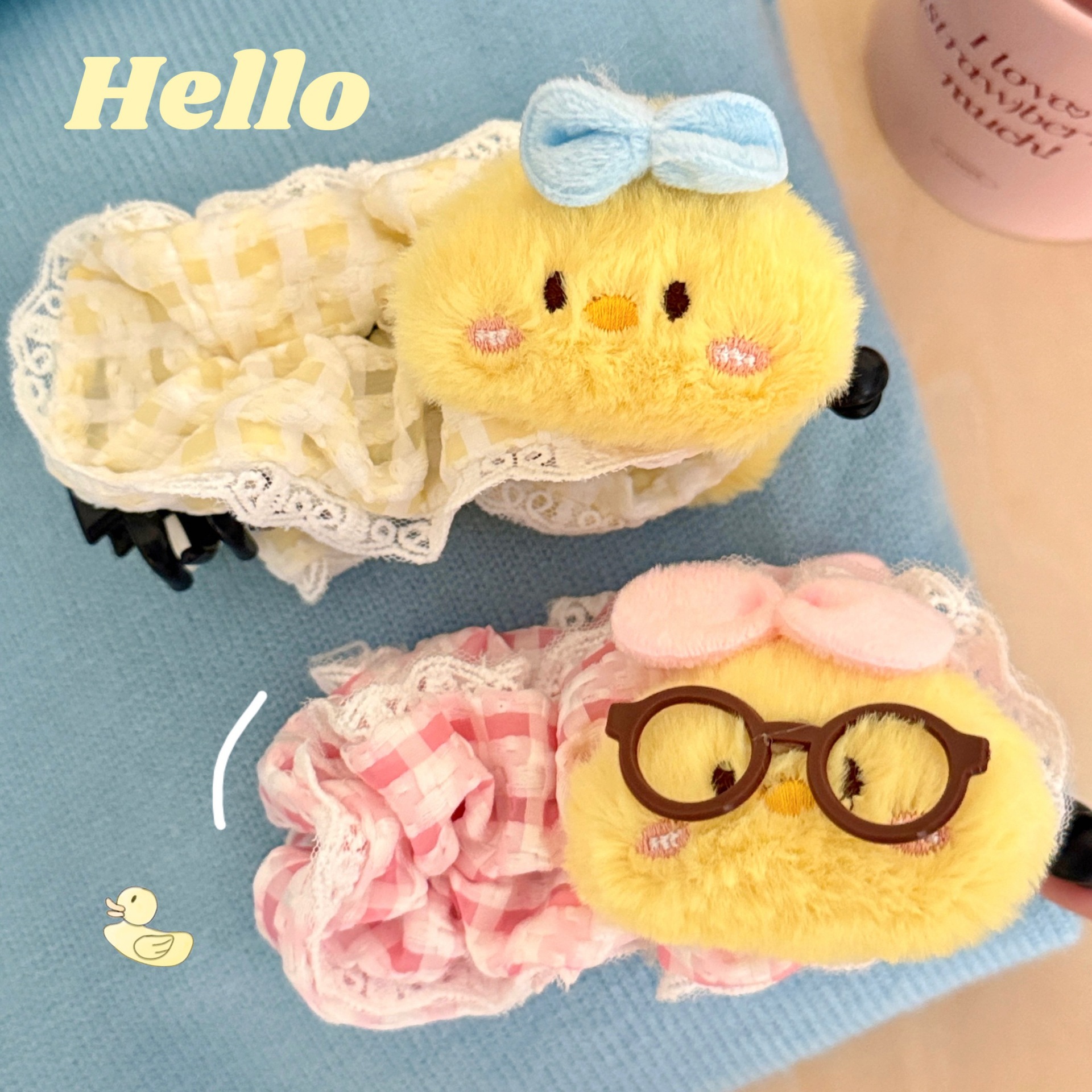 秋冬季可爱毛绒呆萌小鸡香蕉夹甜美少女心马尾夹后脑勺盘发鲨鱼夹