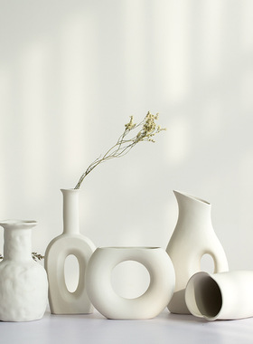 白色陶瓷花瓶干花小清新客厅插花满天星餐桌家居装饰摆件厂家