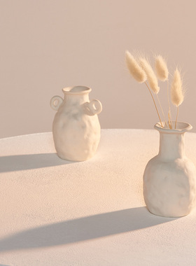 ins白色陶瓷花瓶干花小清新客厅插花满天星水培餐桌家居装饰摆件