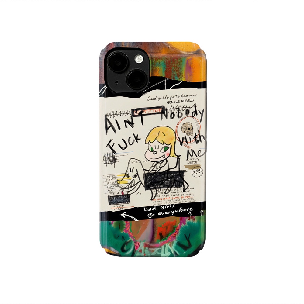 ins风奈良美智卡通苹果15硬壳