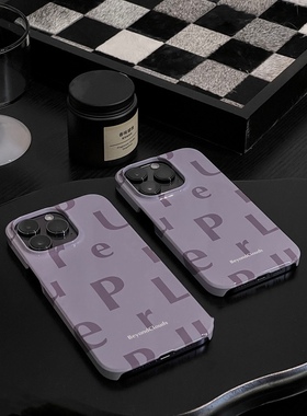 艺术复古紫色适用iPhone15promax菲林壳光面苹果13mini全包14plus半包华为mate60
