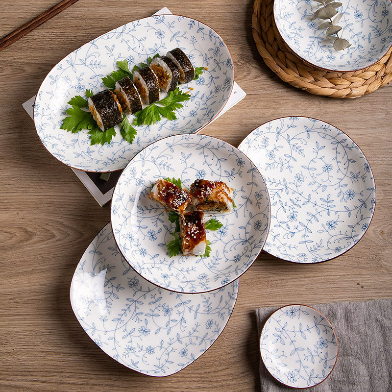创意网红日式盘子菜盘家用鱼盘陶瓷餐盘碟子景德镇釉下彩饺子盘,餐饮具,盘,淘宝优惠券,粉丝福利购,淘宝优惠卷
