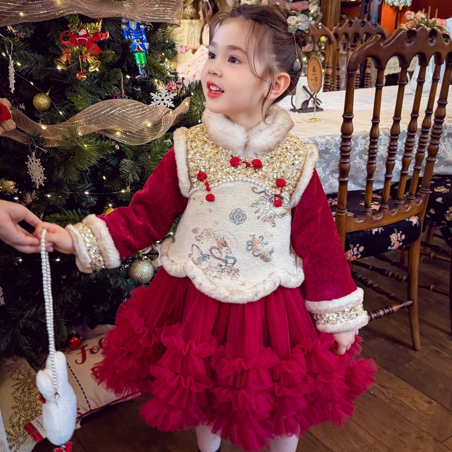 米米哈罗女童旗袍公主裙冬2026新款儿童网纱连衣裙女孩夹棉拜年服,童装/婴儿装/亲子装,连衣裙,淘宝优惠券,粉丝福利购,淘宝优惠卷