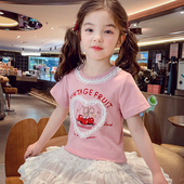 2026新款 洋气儿童韩版 印花短袖 女童T恤夏装 休闲上衣小女孩打底衫
