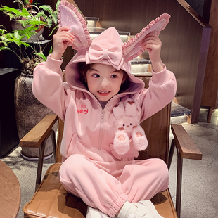 洋气儿童网红加绒套装 女童套装 冬装 2025新款 时髦两件套 小女孩韩版