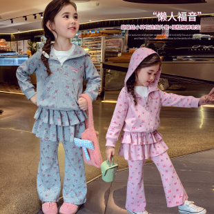 女童套装春装2026新款儿童运动芭蕾风两件套女孩卫衣外套卫裤套装