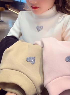 女童高领打底衫冬装2025新款儿童蚕丝保暖长袖T恤小女孩内搭上衣