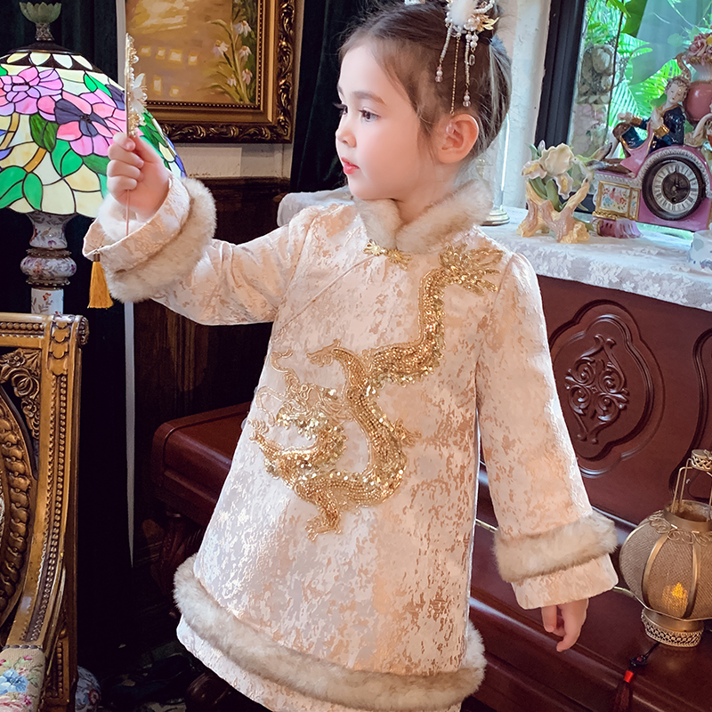 龙年旗袍女宝夹棉拜年服