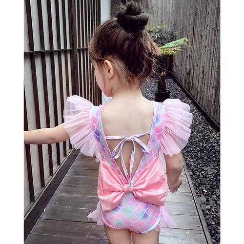 幻彩美背蝴蝶结美人鱼泳衣