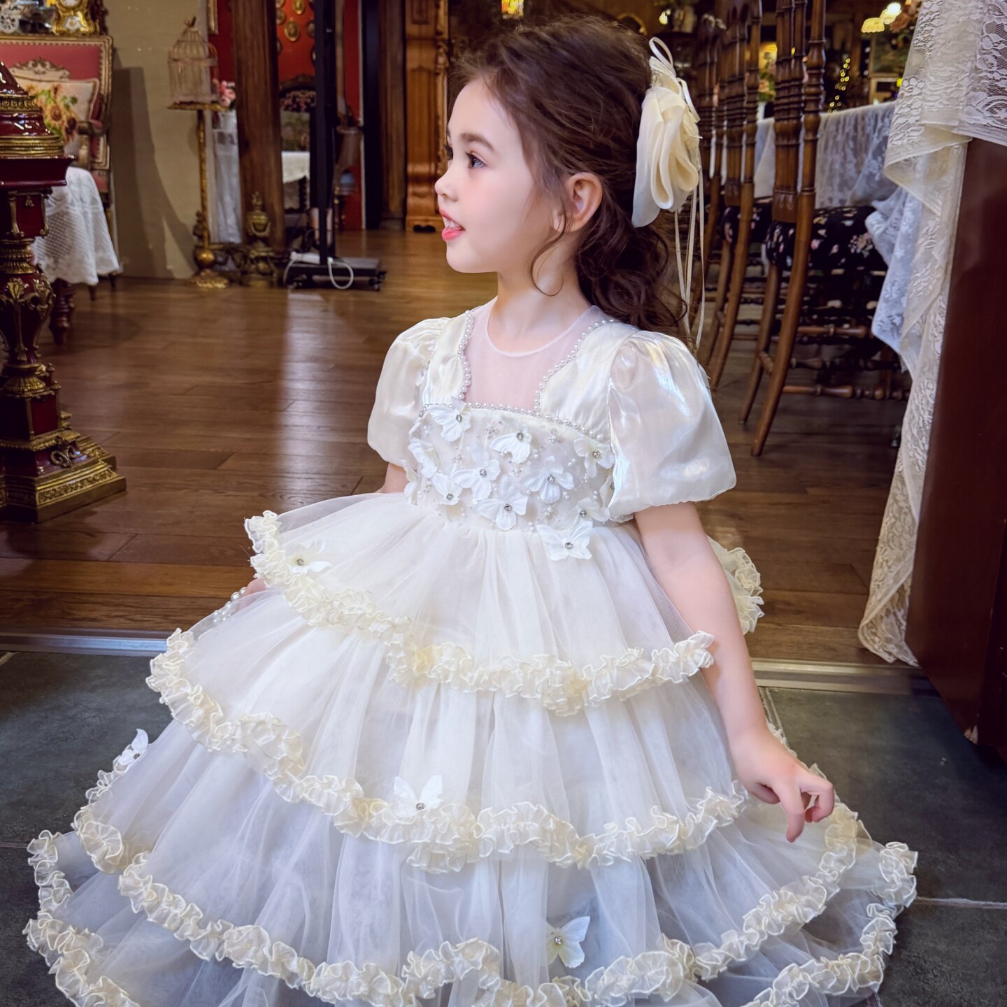 女童礼服裙夏装2026新款儿童韩版蛋糕蓬蓬公主裙女孩网纱连衣裙子
