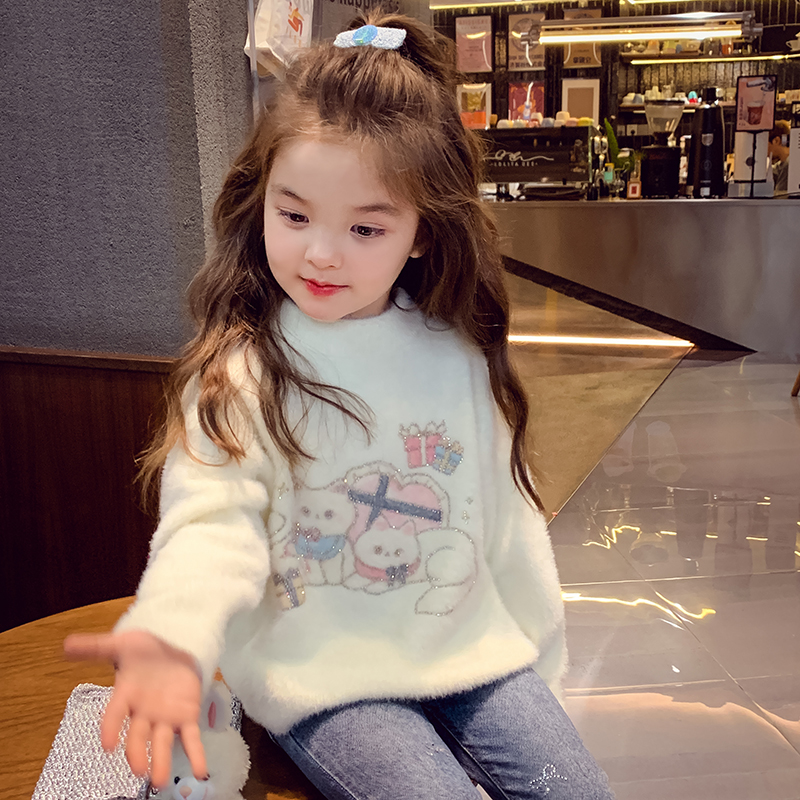 可爱百搭卡通仿水貂绒毛衣