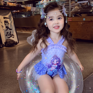 女童泳衣2026新款 儿童网红美人鱼公主游泳衣可爱宝宝速干连体泳装