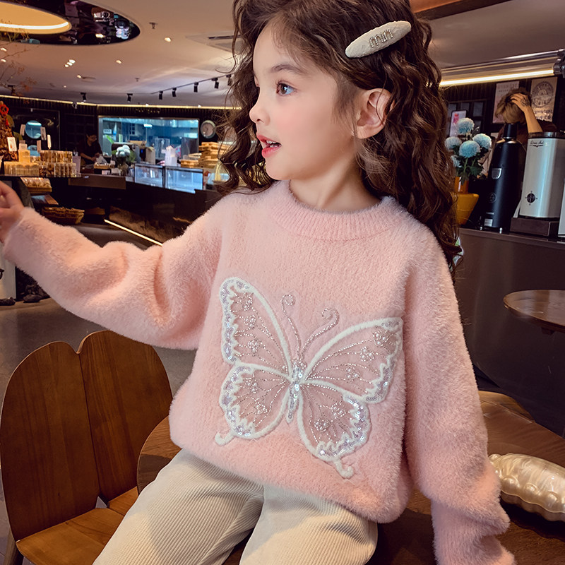 软糯宽松仿水貂毛套头毛衣