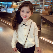 小女孩百搭上衣洋气儿童小香风毛衣外套 2026新款 女童针织开衫 春装