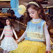 上衣儿童镂空坎肩 洋气女孩无袖 米米哈罗女童针织马甲春装 2026新款