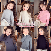 2025新款 女童打底衫 秋装 洋气儿童花边半高领内搭上衣女孩纯色T恤