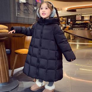 米米哈罗女童羽绒服女孩长款加厚保暖外套冬装2025新款儿童面包服