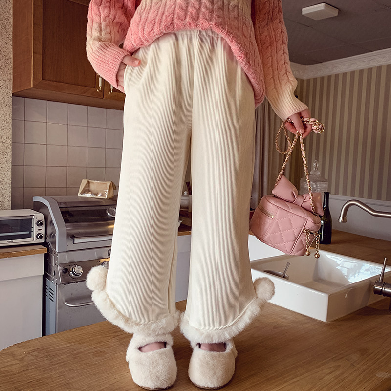 女童加绒阔腿裤冬装2025新款儿童雪尼尔加厚裤子小女孩韩版休闲裤,童装/婴儿装/亲子装,裤子,淘宝优惠券,粉丝福利购,淘宝优惠卷